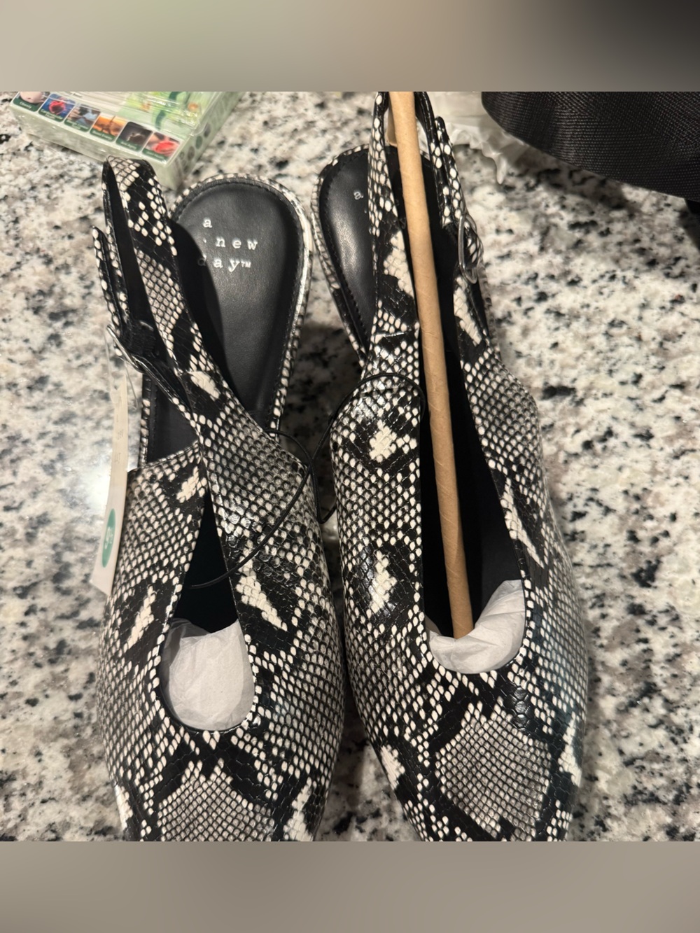 a new day Black & White Snake-Print Slingback Pumps